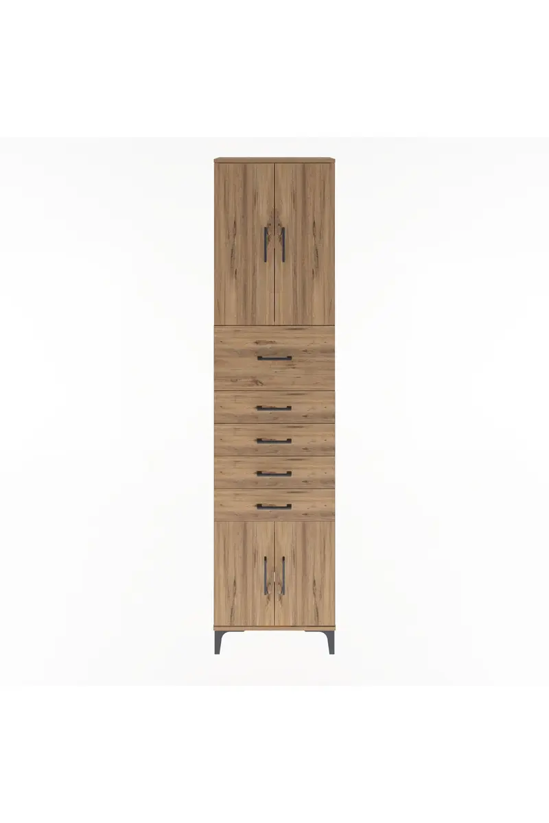 Arges Dolap 3 Raflı 5 Çekmeceli 4 Kapaklı 60x30x243