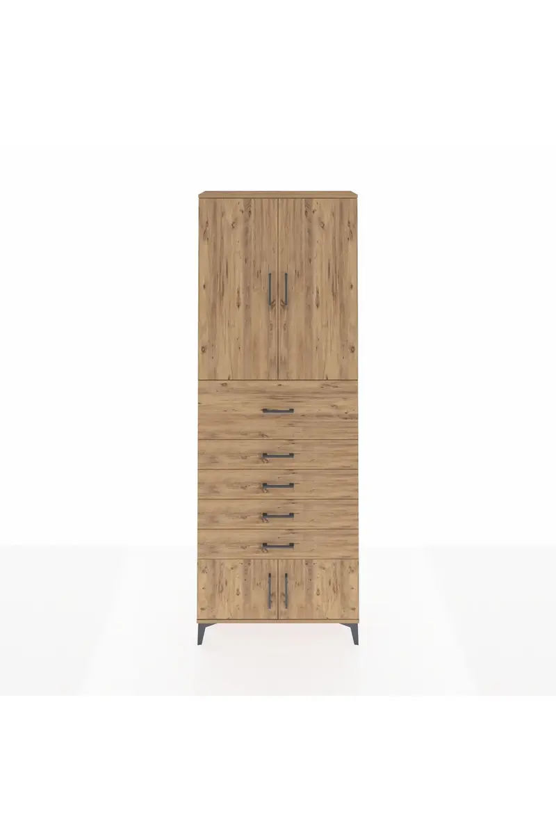 Arges Dolap 3 Raflı 5 Çekmeceli 4 Kapaklı 88x30x243