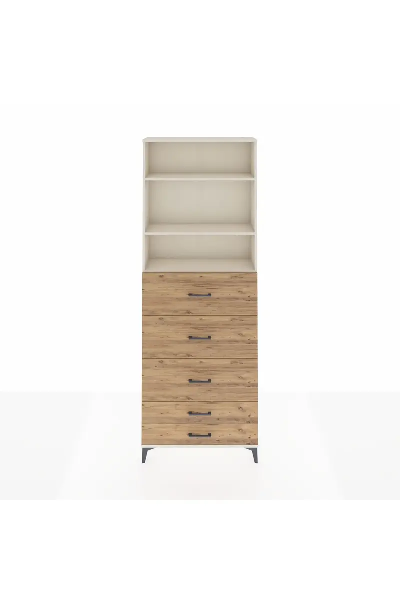 Arges Dolap 3 Raflı 5 Çekmeceli 88x30x243