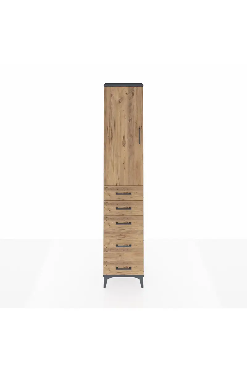 Arges Dolap 3 Raflı 5 Çekmeceli Tek Kapaklı 44x30x221