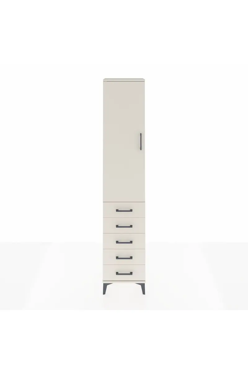 Arges Dolap 3 Raflı 5 Çekmeceli Tek Kapaklı 44x30x221