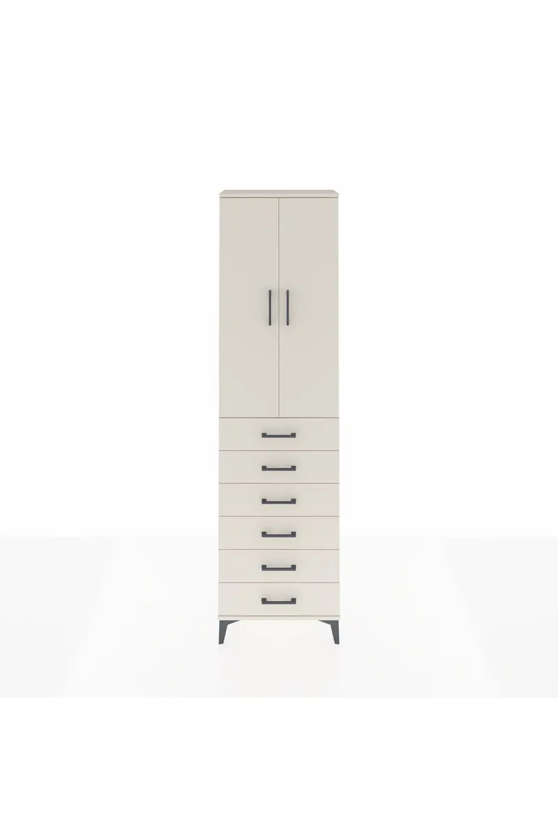 Arges Dolap 3 Raflı 6 Çekmeceli 2 Kapaklı 60x30x221