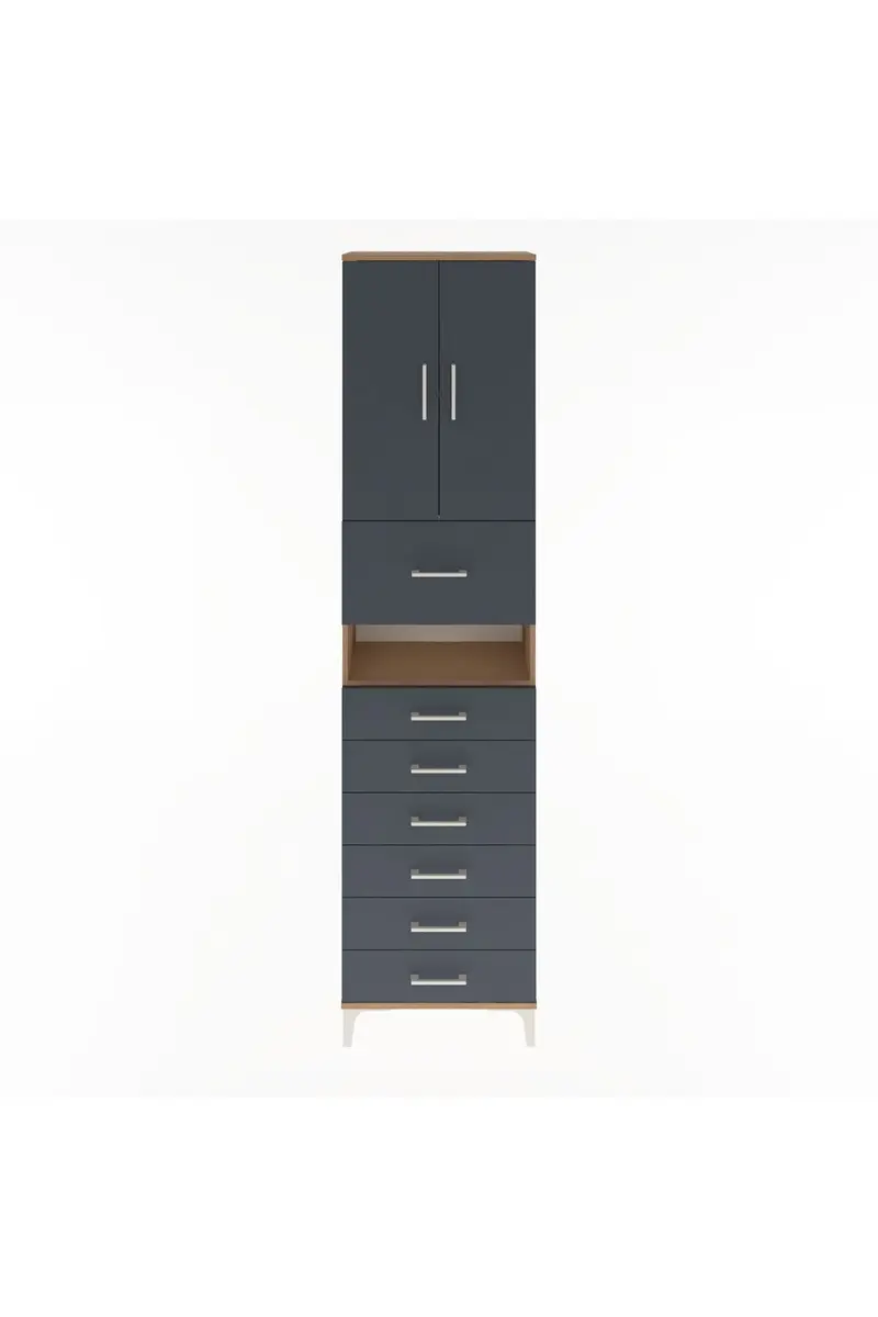 Arges Dolap 3 Raflı 6 Çekmeceli 2 Kapaklı 60x30x243