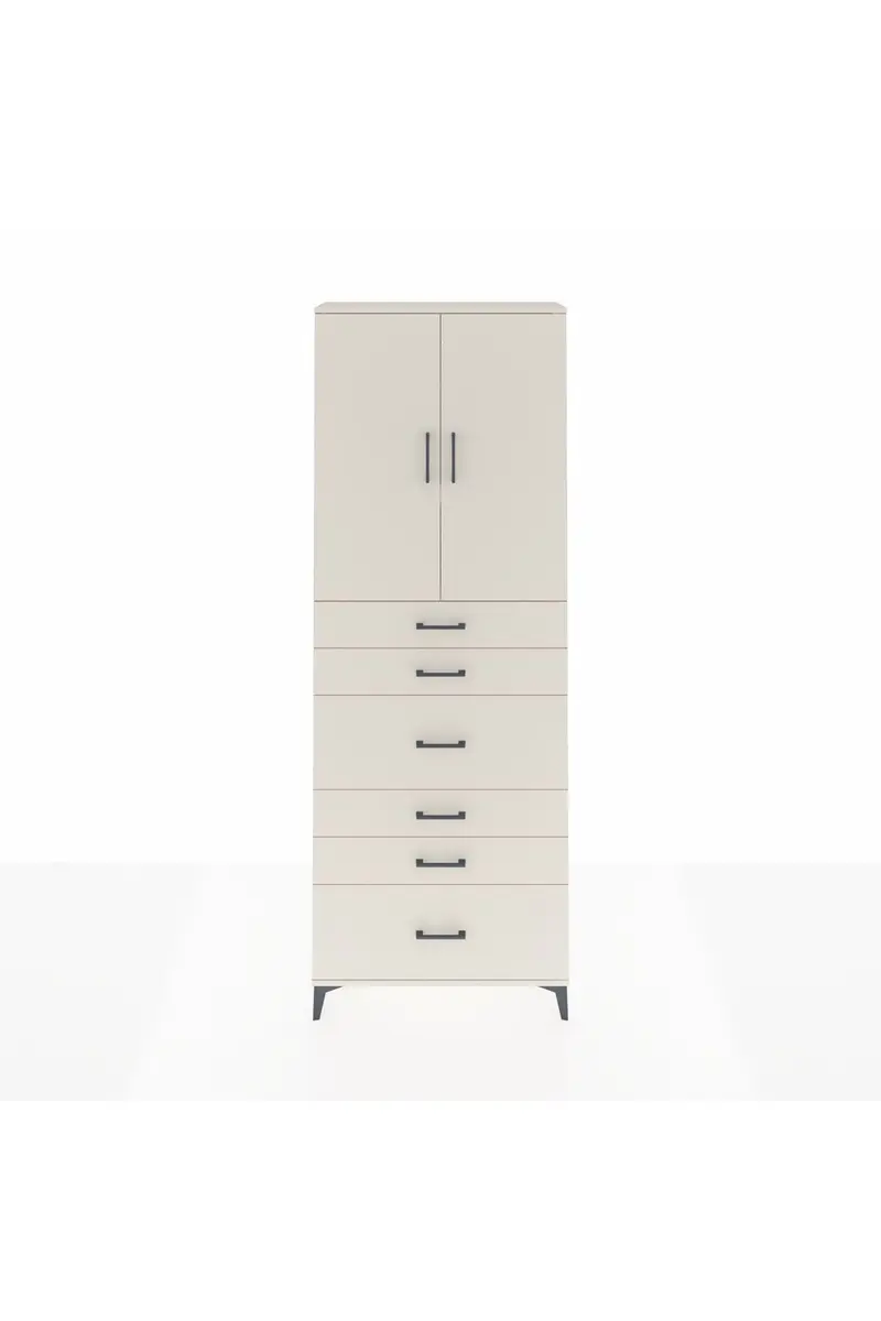 Arges Dolap 3 Raflı 6 Çekmeceli 2 Kapaklı 88x30x243