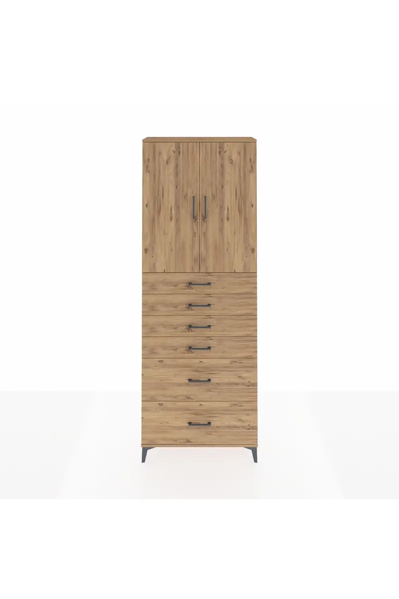 Arges Dolap 3 Raflı 6 Çekmeceli 2 Kapaklı 88x30x243
