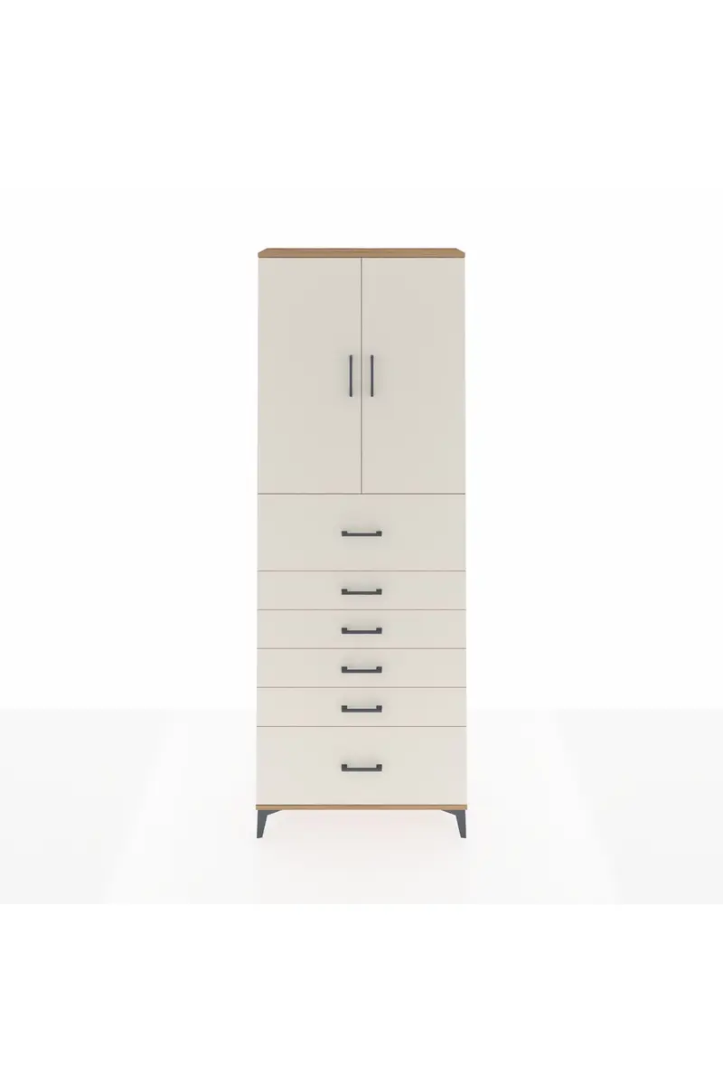Arges Dolap 3 Raflı 6 Çekmeceli 2 Kapaklı 88x30x243