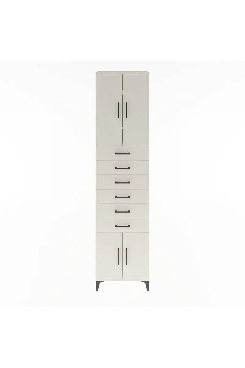 Arges Dolap 3 Raflı 6 Çekmeceli 4 Kapaklı 60x30x243