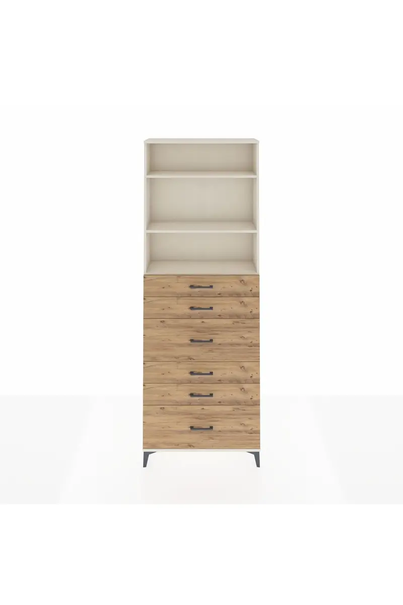 Arges Dolap 3 Raflı 6 Çekmeceli 88x30x243