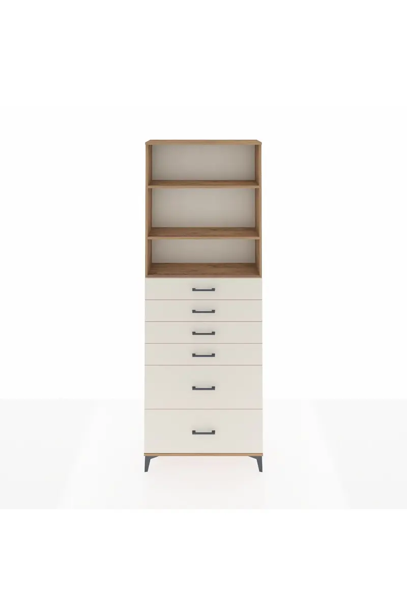 Arges Dolap 3 Raflı 6 Çekmeceli 88x30x243