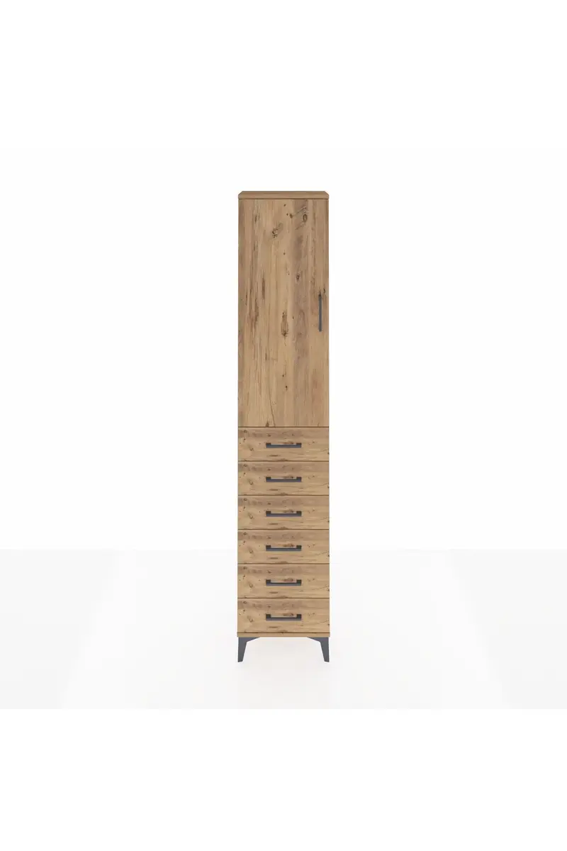 Arges Dolap 3 Raflı 6 Çekmeceli Tek Kapaklı 44x30x221
