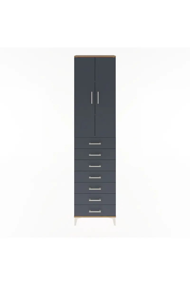 Arges Dolap 3 Raflı 7 Çekmeceli 2 Kapaklı 60x30x243