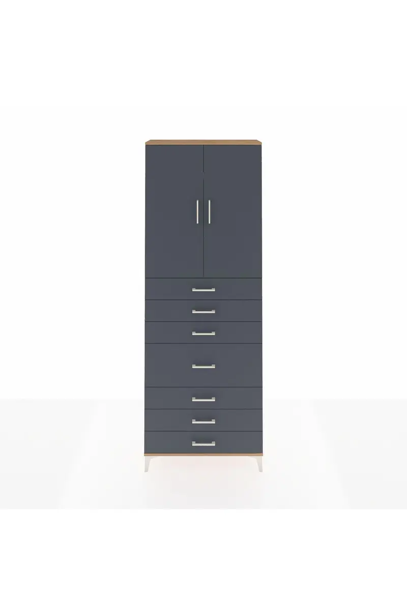 Arges Dolap 3 Raflı 7 Çekmeceli 2 Kapaklı 88x30x243
