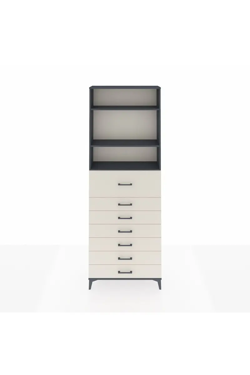 Arges Dolap 3 Raflı 7 Çekmeceli 88x30x243