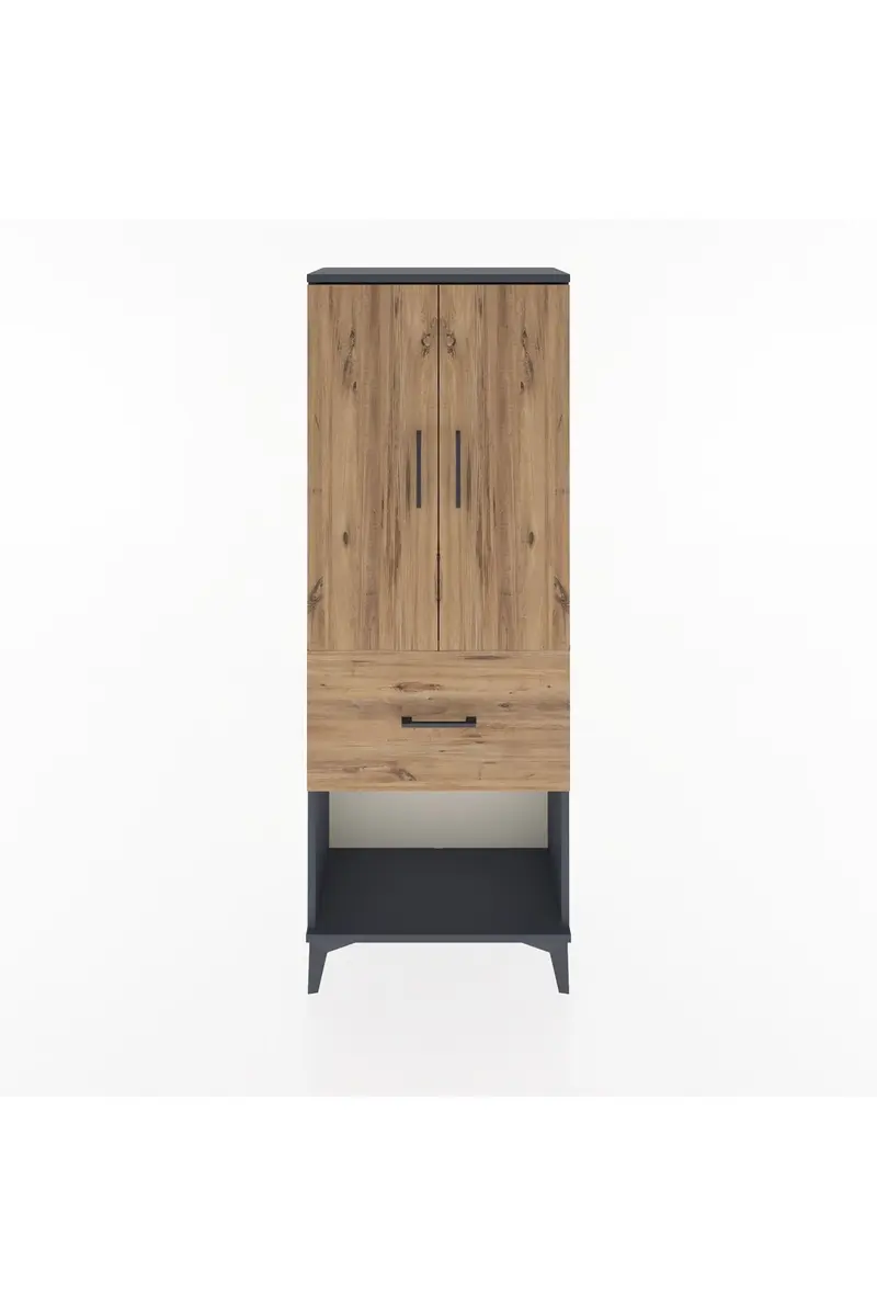 Arges Dolap 3 Raflı Tek Çekmeceli 2 Kapaklı 60x30x163