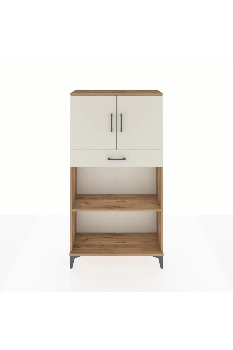 Arges Dolap 3 Raflı Tek Çekmeceli 2 Kapaklı 88x30x163