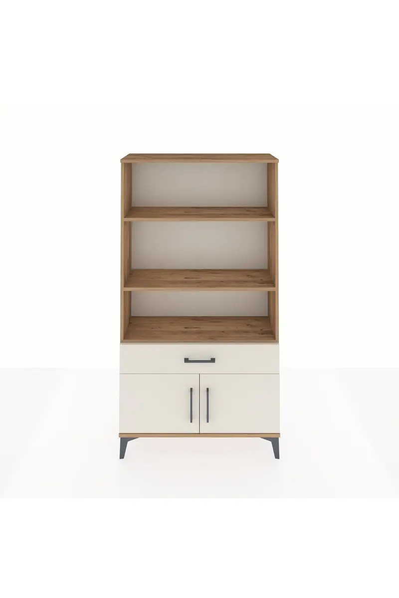 Arges Dolap 3 Raflı Tek Çekmeceli 2 Kapaklı 88x30x163