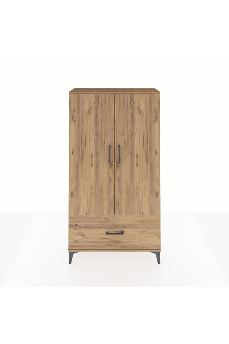 Arges Dolap 3 Raflı Tek Çekmeceli 2 Kapaklı 88x30x163
