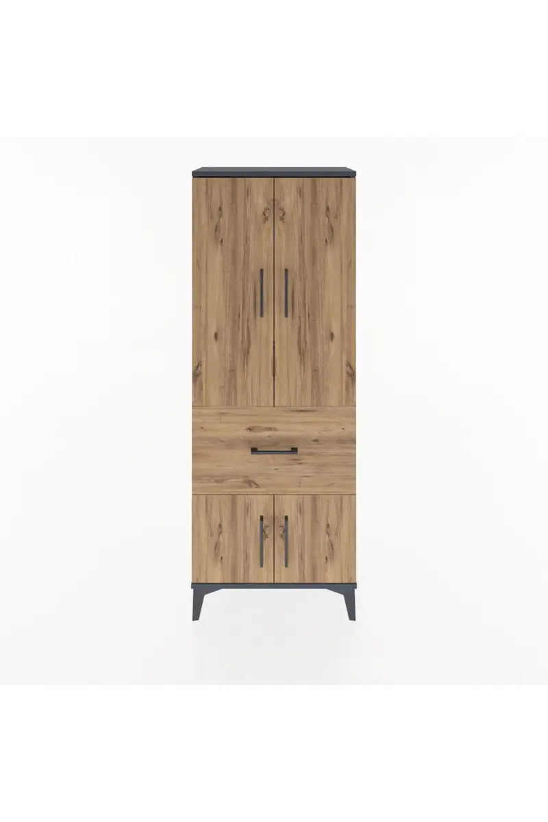 Arges Dolap 3 Raflı Tek Çekmeceli 4 Kapaklı 60x30x163