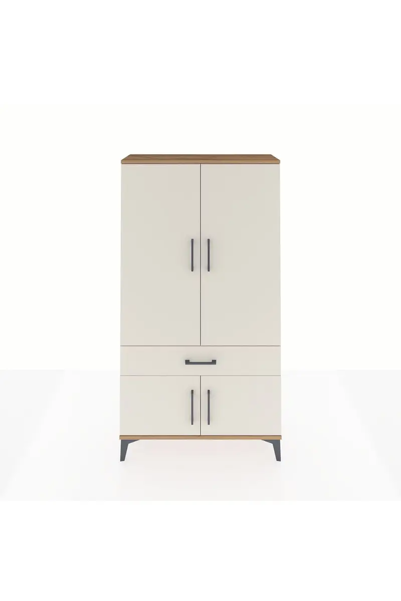Arges Dolap 3 Raflı Tek Çekmeceli 4 Kapaklı 88x30x163
