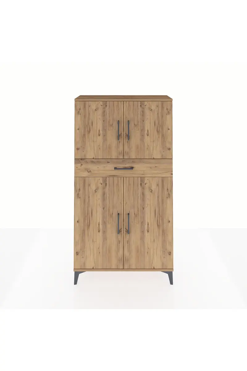 Arges Dolap 3 Raflı Tek Çekmeceli 4 Kapaklı 88x30x163