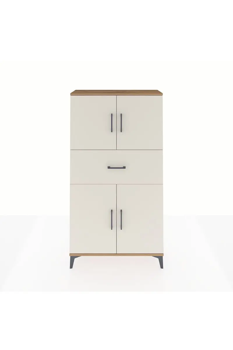 Arges Dolap 3 Raflı Tek Çekmeceli 4 Kapaklı 88x30x163