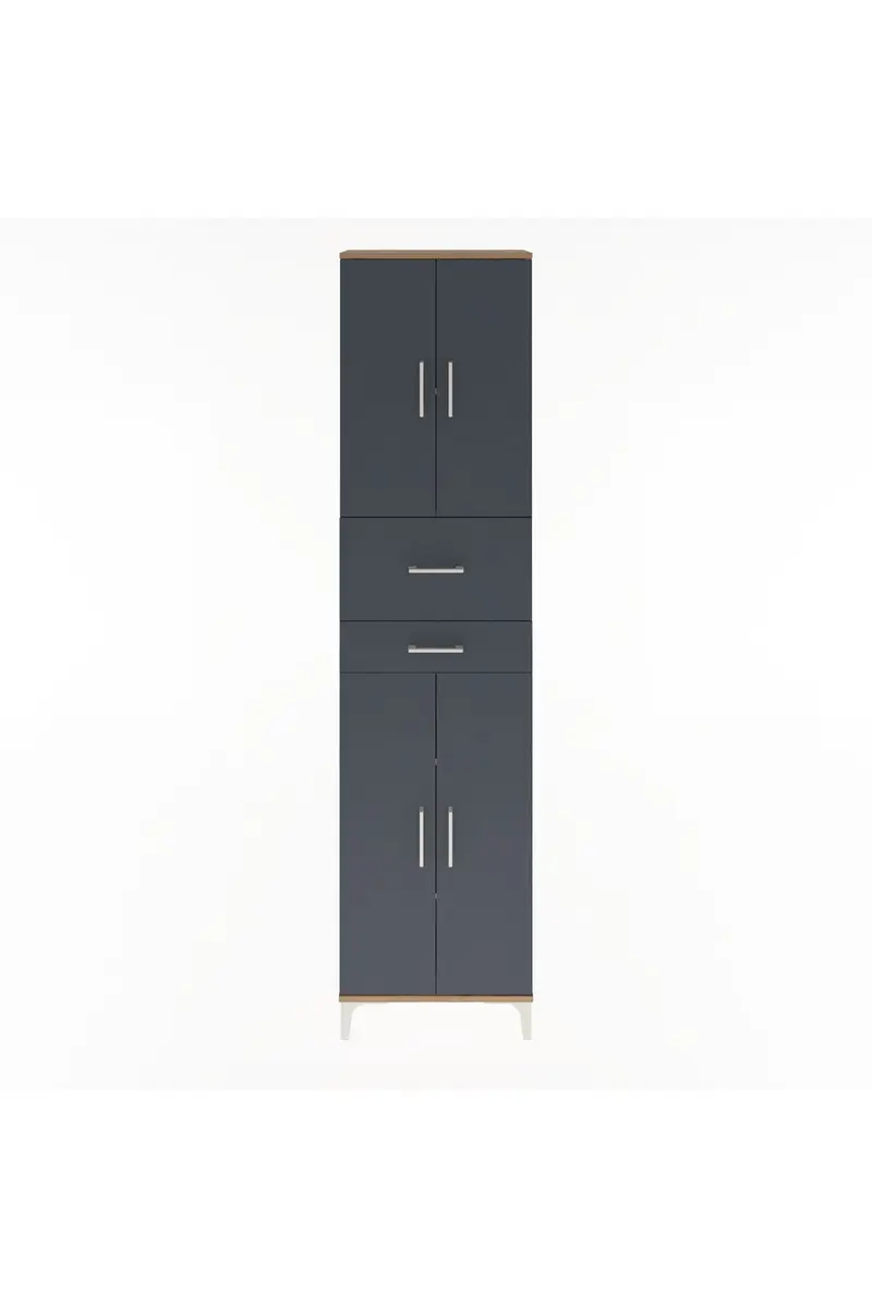 Arges Dolap 4 Raflı 2 Çekmeceli 4 Kapaklı 60x30x243