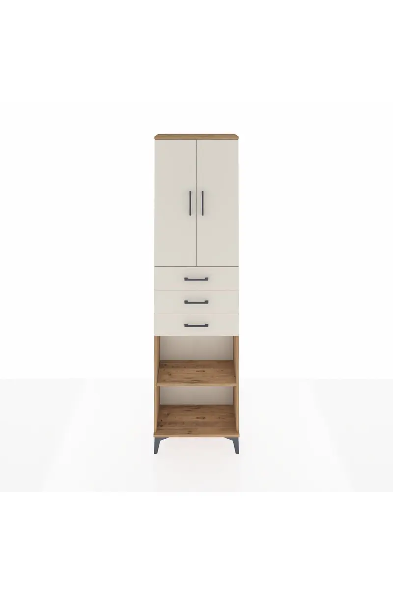 Arges Dolap 4 Raflı 3 Çekmeceli 2 Kapaklı 60x30x221