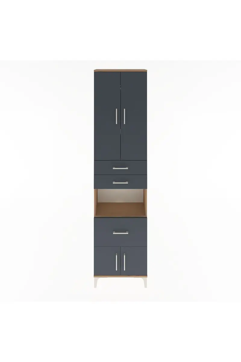 Arges Dolap 4 Raflı 3 Çekmeceli 2 Kapaklı 60x30x243