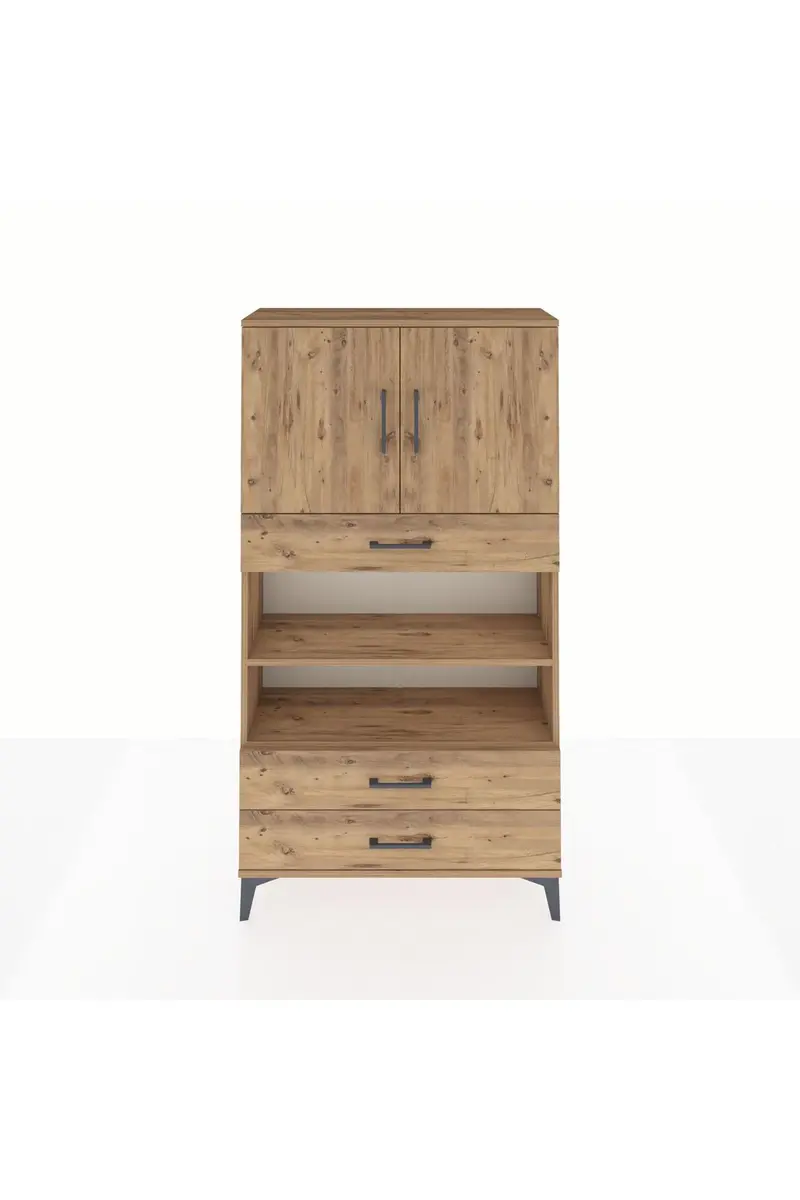 Arges Dolap 4 Raflı 3 Çekmeceli 2 Kapaklı 88x30x163