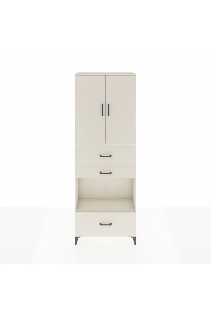 Arges Dolap 4 Raflı 3 Çekmeceli 2 Kapaklı 88x30x243