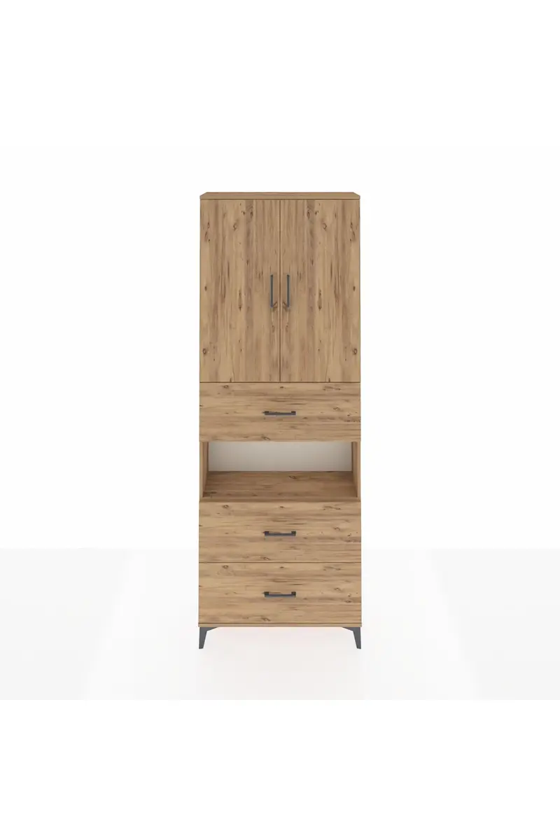 Arges Dolap 4 Raflı 3 Çekmeceli 2 Kapaklı 88x30x243
