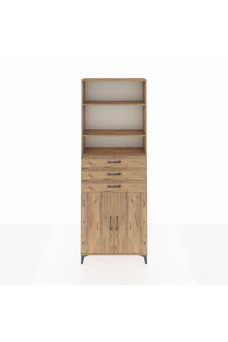 Arges Dolap 4 Raflı 3 Çekmeceli 2 Kapaklı 88x30x243