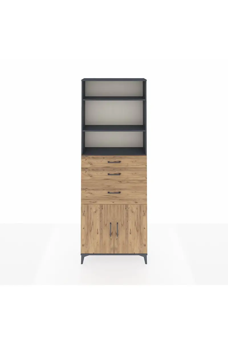 Arges Dolap 4 Raflı 3 Çekmeceli 2 Kapaklı 88x30x243