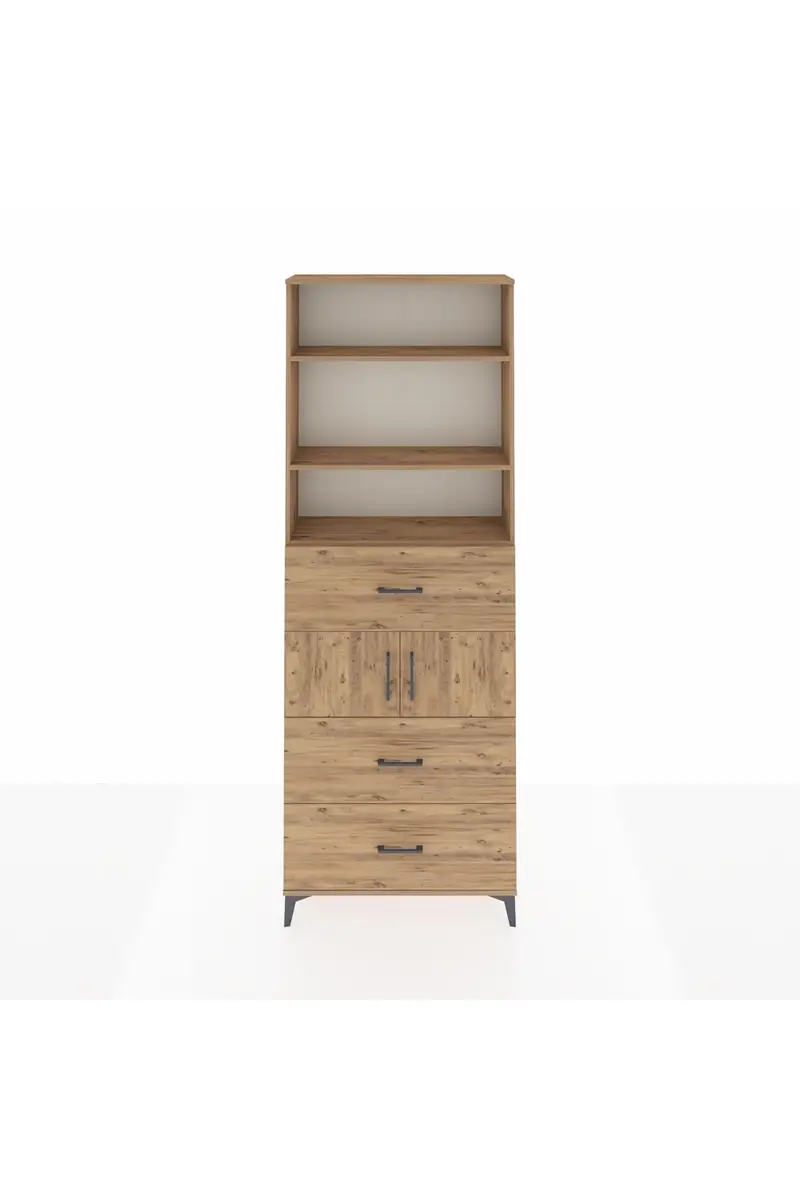 Arges Dolap 4 Raflı 3 Çekmeceli 2 Kapaklı 88x30x243