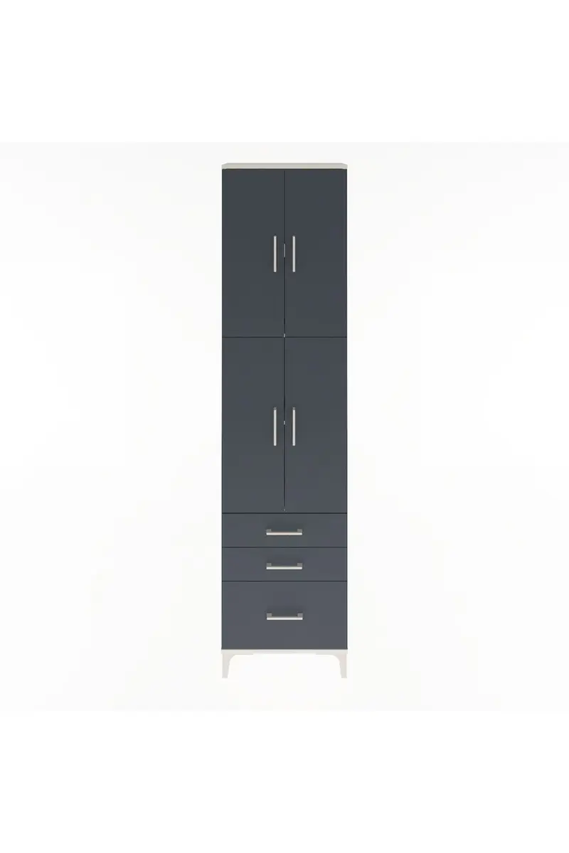 Arges Dolap 4 Raflı 3 Çekmeceli 4 Kapaklı 60x30x243