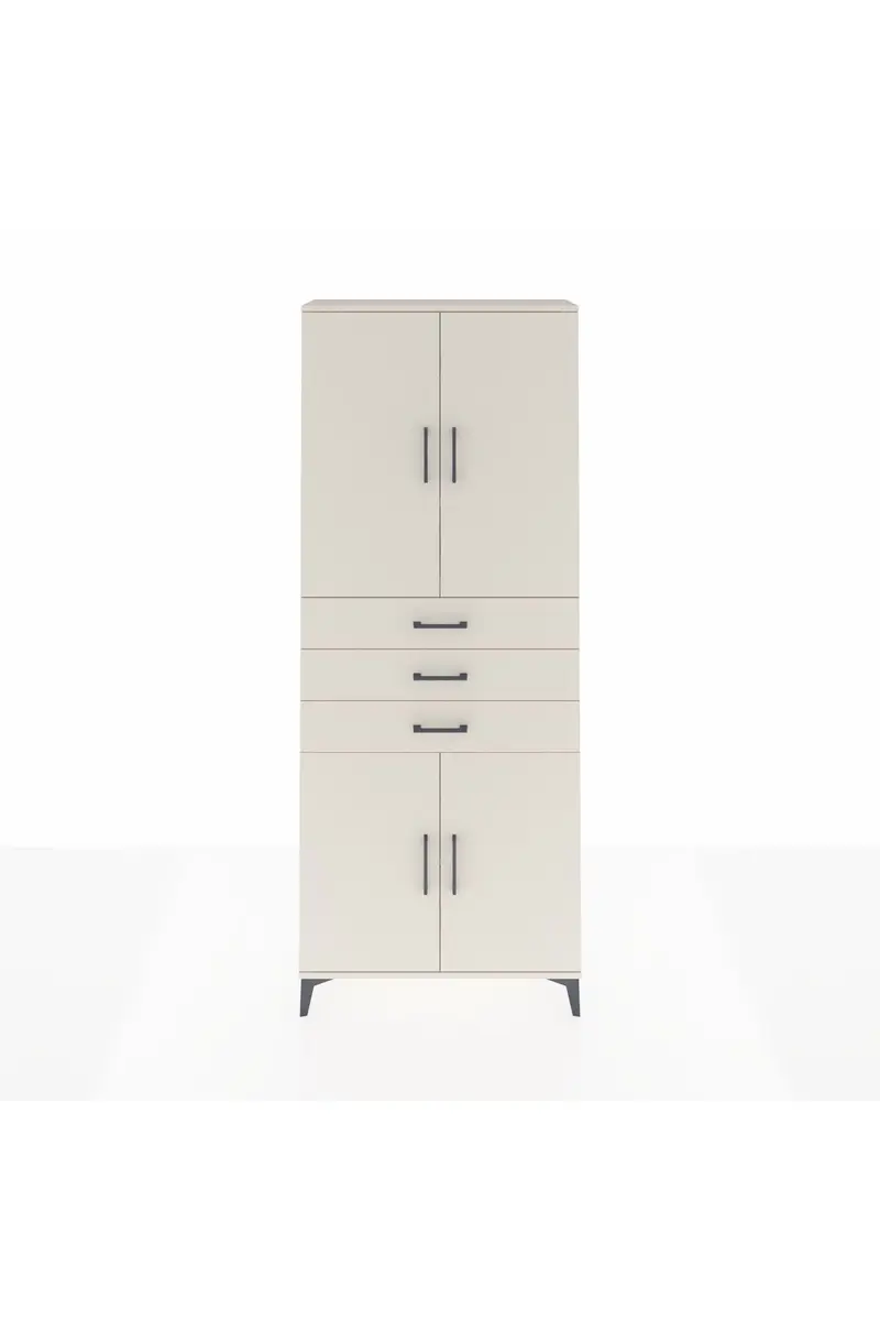 Arges Dolap 4 Raflı 3 Çekmeceli 4 Kapaklı 88x30x221