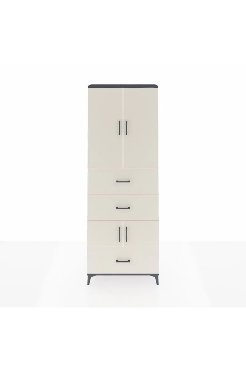 Arges Dolap 4 Raflı 3 Çekmeceli 4 Kapaklı 88x30x243
