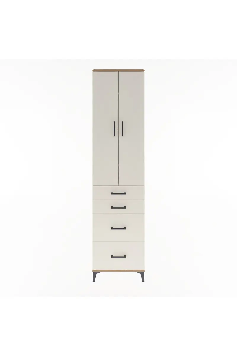 Arges Dolap 4 Raflı 4 Çekmeceli 2 Kapaklı 60x30x243