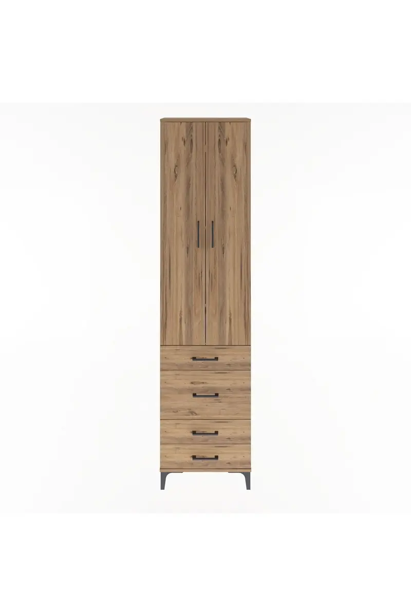Arges Dolap 4 Raflı 4 Çekmeceli 2 Kapaklı 60x30x243
