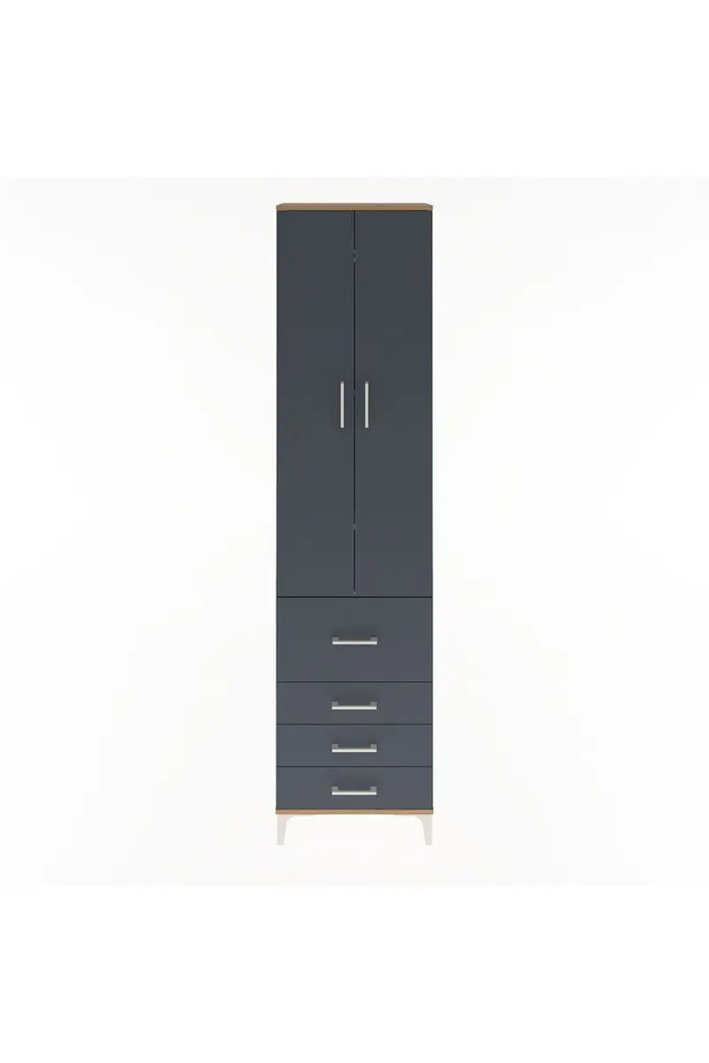 Arges Dolap 4 Raflı 4 Çekmeceli 2 Kapaklı 60x30x243