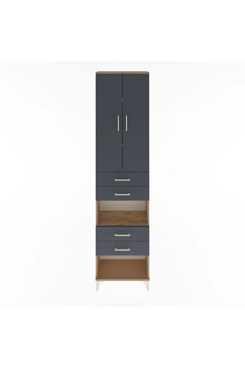 Arges Dolap 4 Raflı 4 Çekmeceli 2 Kapaklı 60x30x243