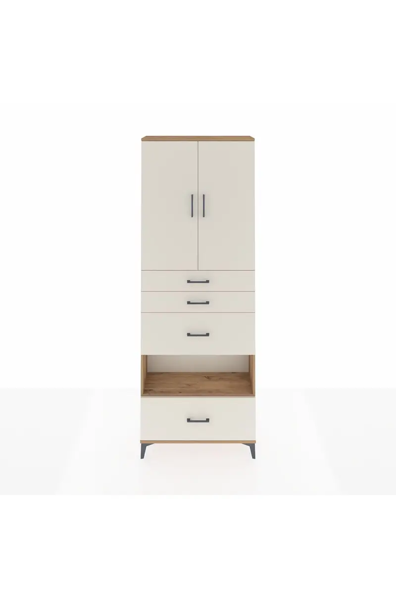 Arges Dolap 4 Raflı 4 Çekmeceli 2 Kapaklı 88x30x243