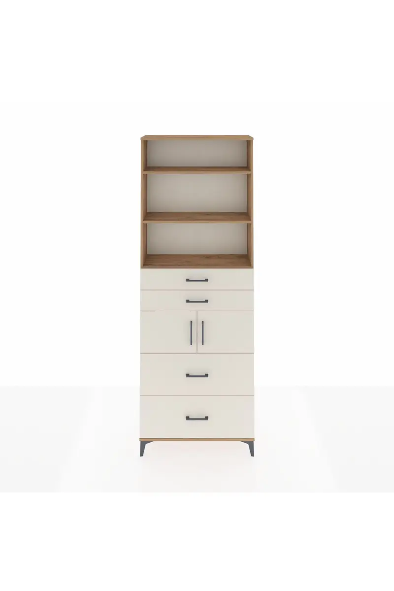 Arges Dolap 4 Raflı 4 Çekmeceli 2 Kapaklı 88x30x243