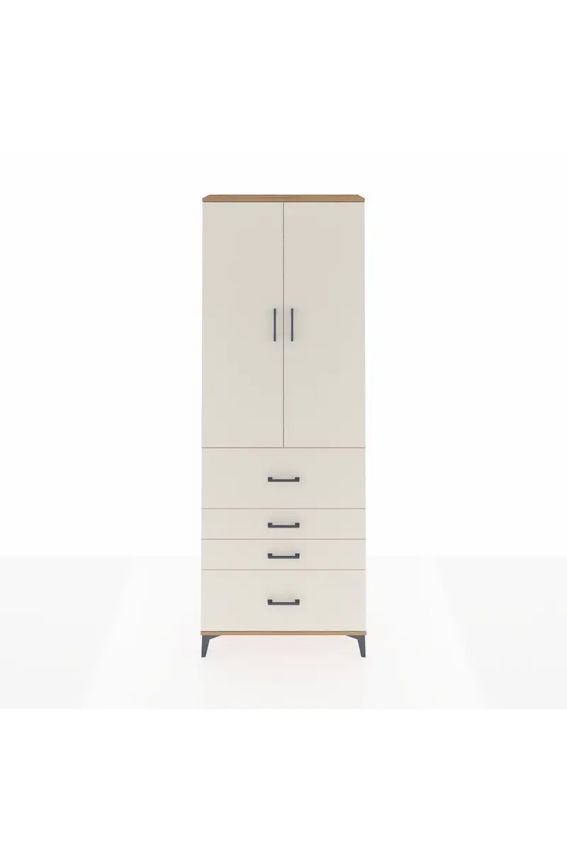 Arges Dolap 4 Raflı 4 Çekmeceli 2 Kapaklı 88x30x243