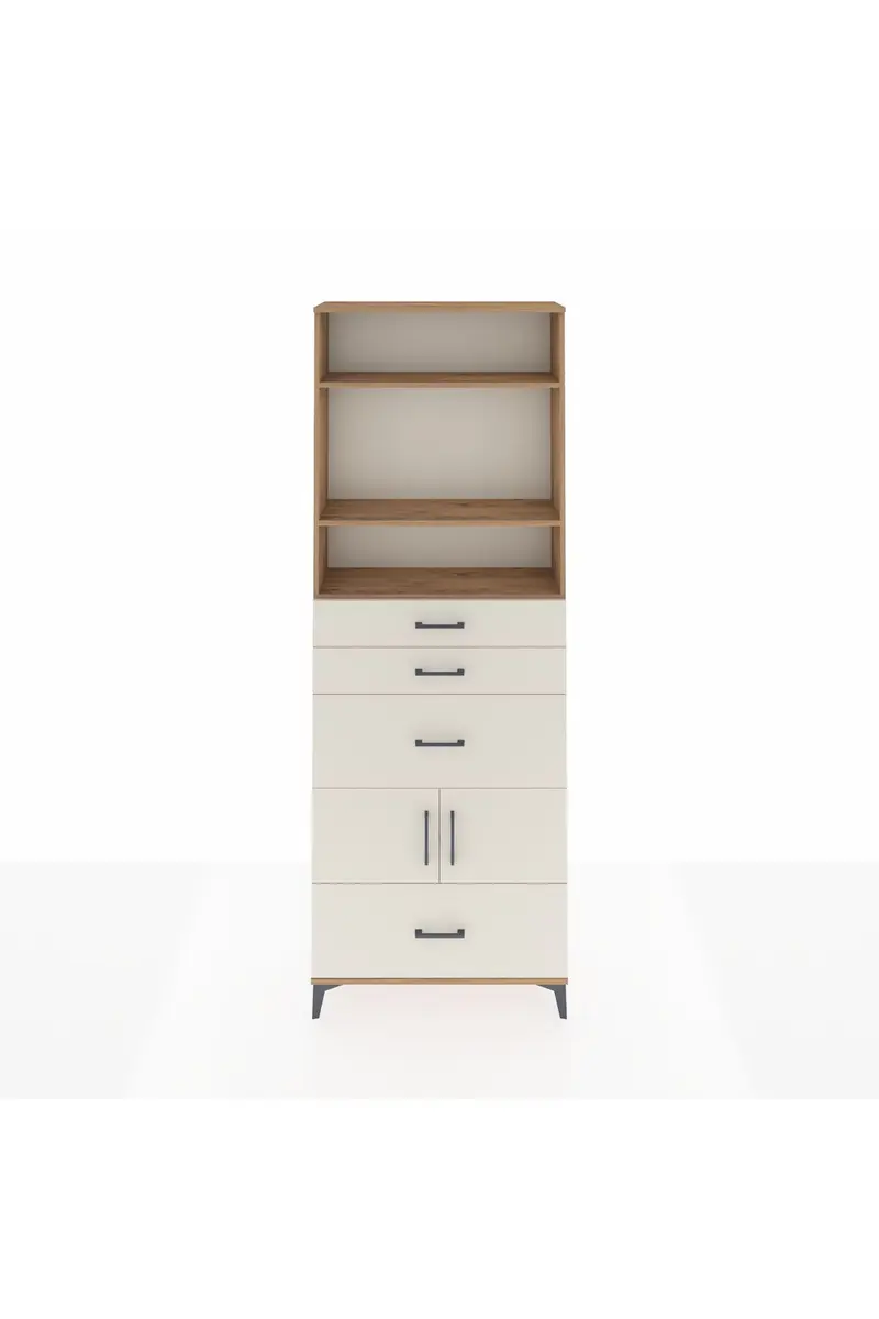 Arges Dolap 4 Raflı 4 Çekmeceli 2 Kapaklı 88x30x243