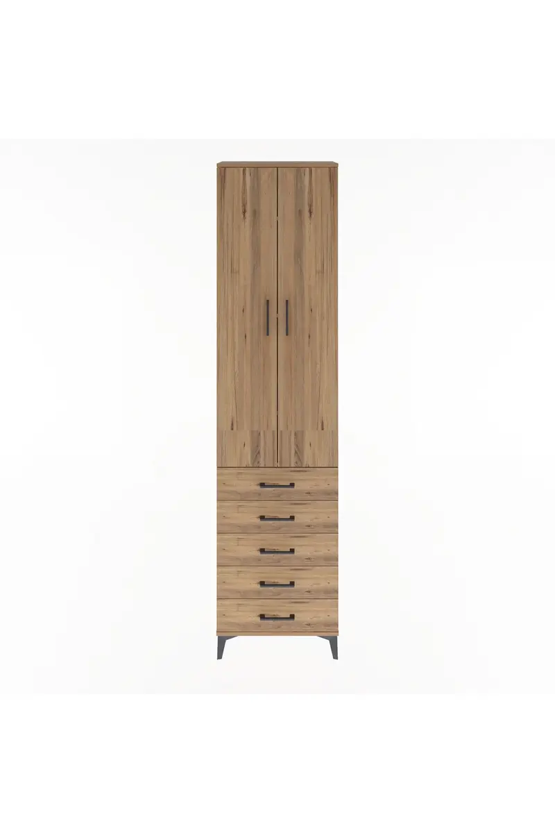 Arges Dolap 4 Raflı 5 Çekmeceli 2 Kapaklı 60x30x243