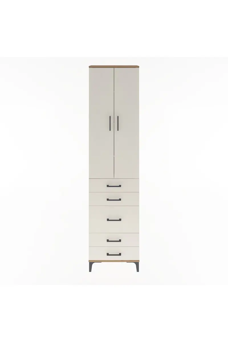 Arges Dolap 4 Raflı 5 Çekmeceli 2 Kapaklı 60x30x243