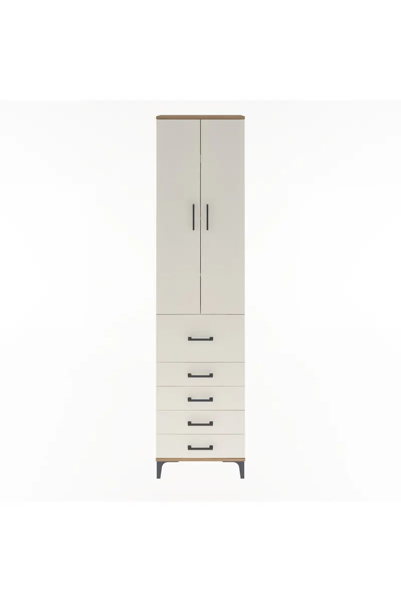 Arges Dolap 4 Raflı 5 Çekmeceli 2 Kapaklı 60x30x243