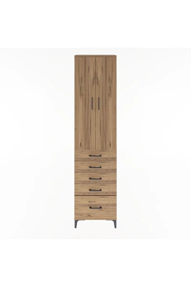 Arges Dolap 4 Raflı 5 Çekmeceli 2 Kapaklı 60x30x243
