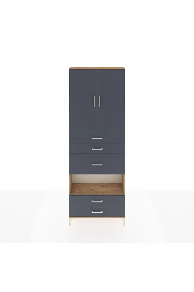 Arges Dolap 4 Raflı 5 Çekmeceli 2 Kapaklı 88x30x243